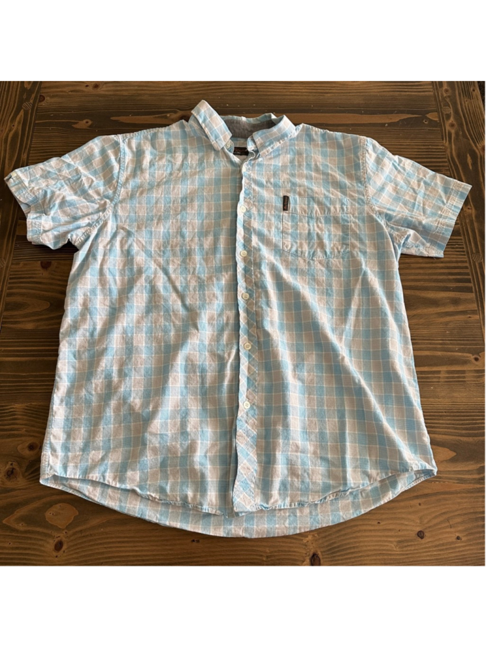 Ben Sherman Button Down Shirt Mens XL Blue White Plaid Cotton